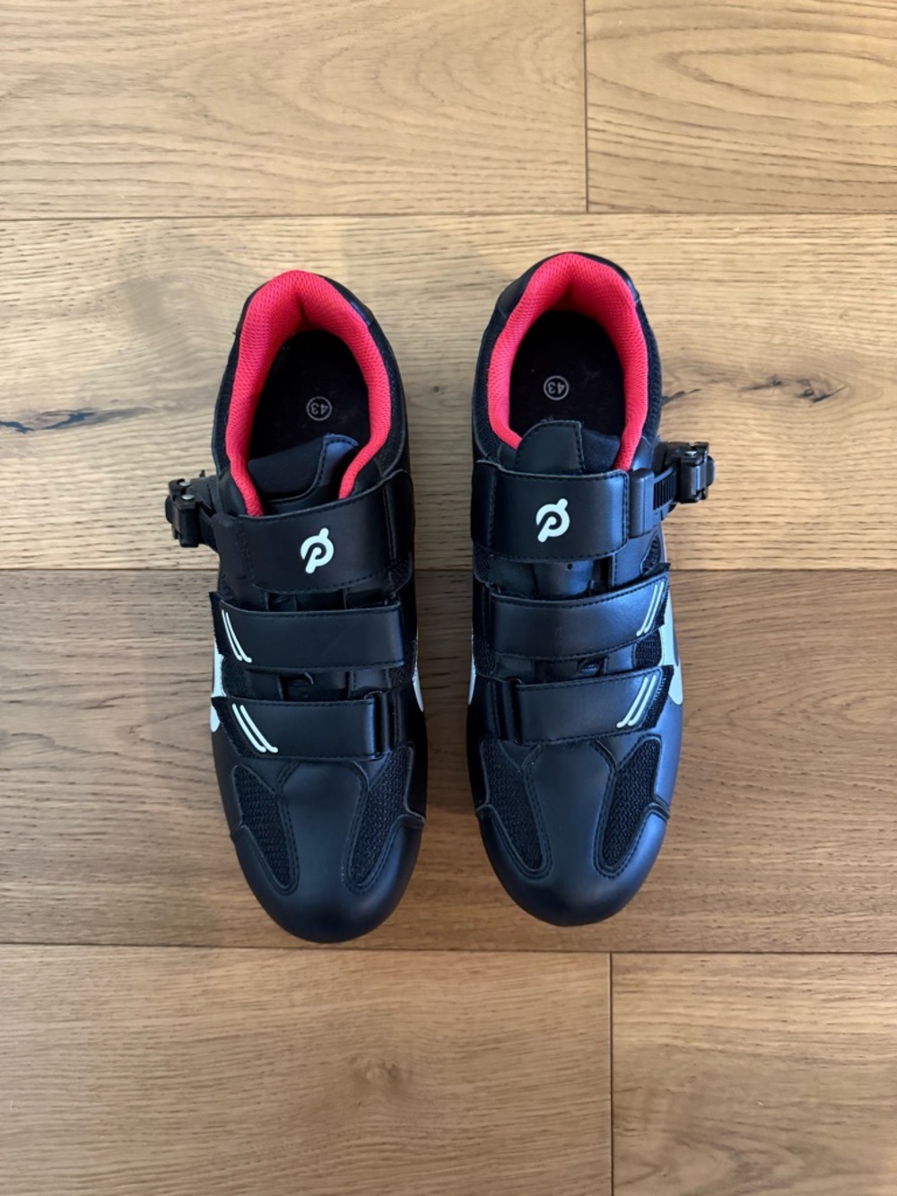 Peloton Men's Black Cycling Shoes with Red Interior
